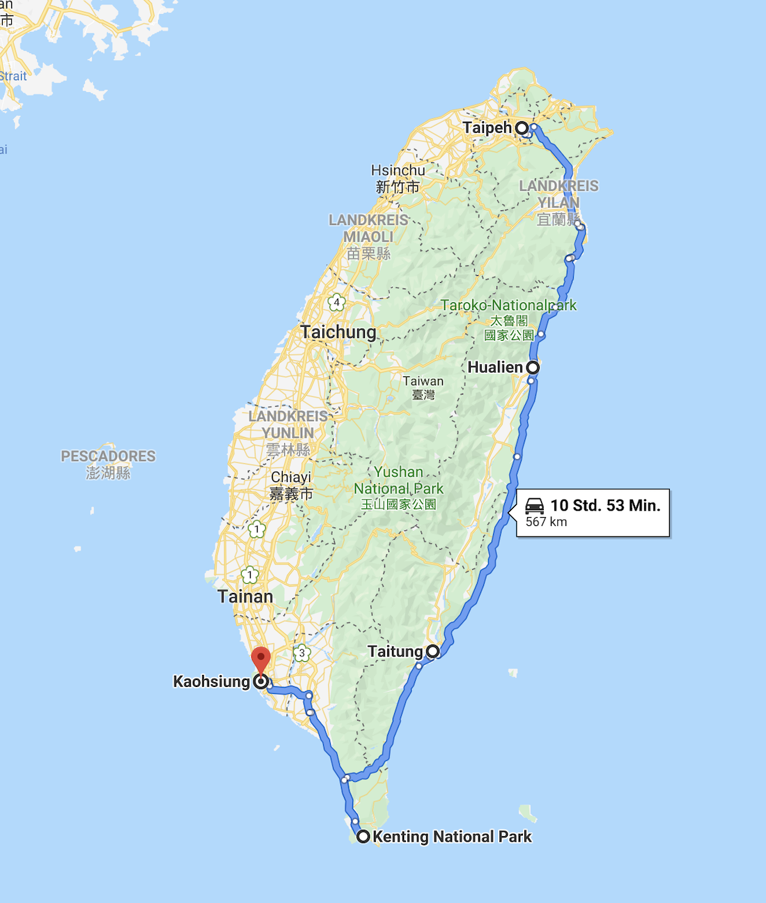 Reiseroute Taiwan BineLovesLife